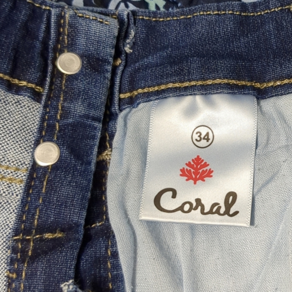 CORAL Blue Denim Overalls Dark Wash size 34 - Picture 13 of 14